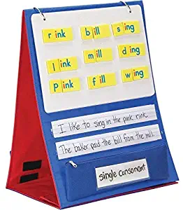 Really Good Stuff Desktop Stand with Flip Magnetic Boards and Storage Pockets, 14” by 9” by 18” – Organize Materials for Small-Group Lessons – 3 Magnetic Dry Erase Mats, 3 Storage Pockets – Portable