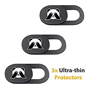 PandaPrivacy Universal Webcam Cover for Laptop, iPhone, iPad, Tablet, Mac Air, MacBook Pro – Ultra Thin Computer Web Camera Cover - Complete Protection Against Surveillance - Black (3 Pack)