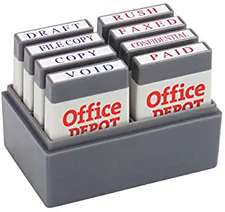Office Depot Mini Message Stamp Kit, Blue/Red Ink, 032542