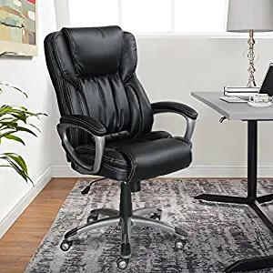 Serta Executive Office Adjustable Ergonomic Computer Chair with Layered Body Pillows, Waterfall Seat Edge, Bonded Leather, Black